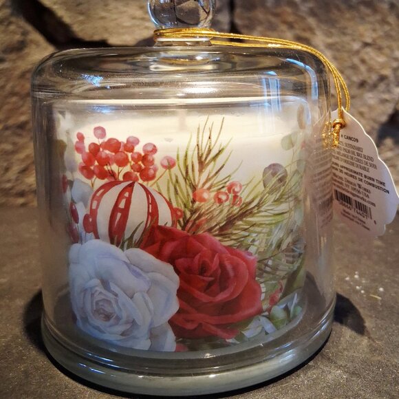 Michel Designs Works glass candle cloche Winter Bouquet - Picture 5 of 8